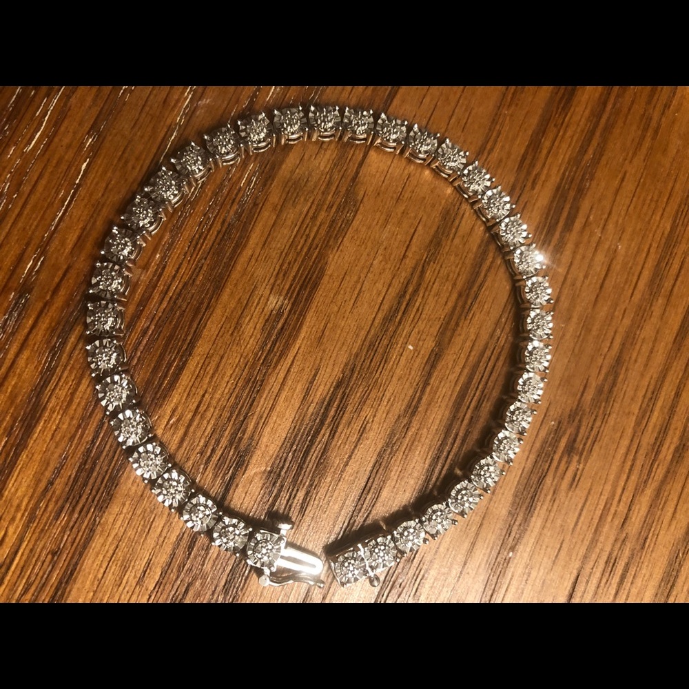 Sterling silver and diamond bracelet
